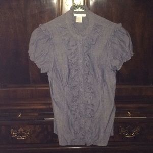 Charlotte Russe Chambray Ruffled Blouse
